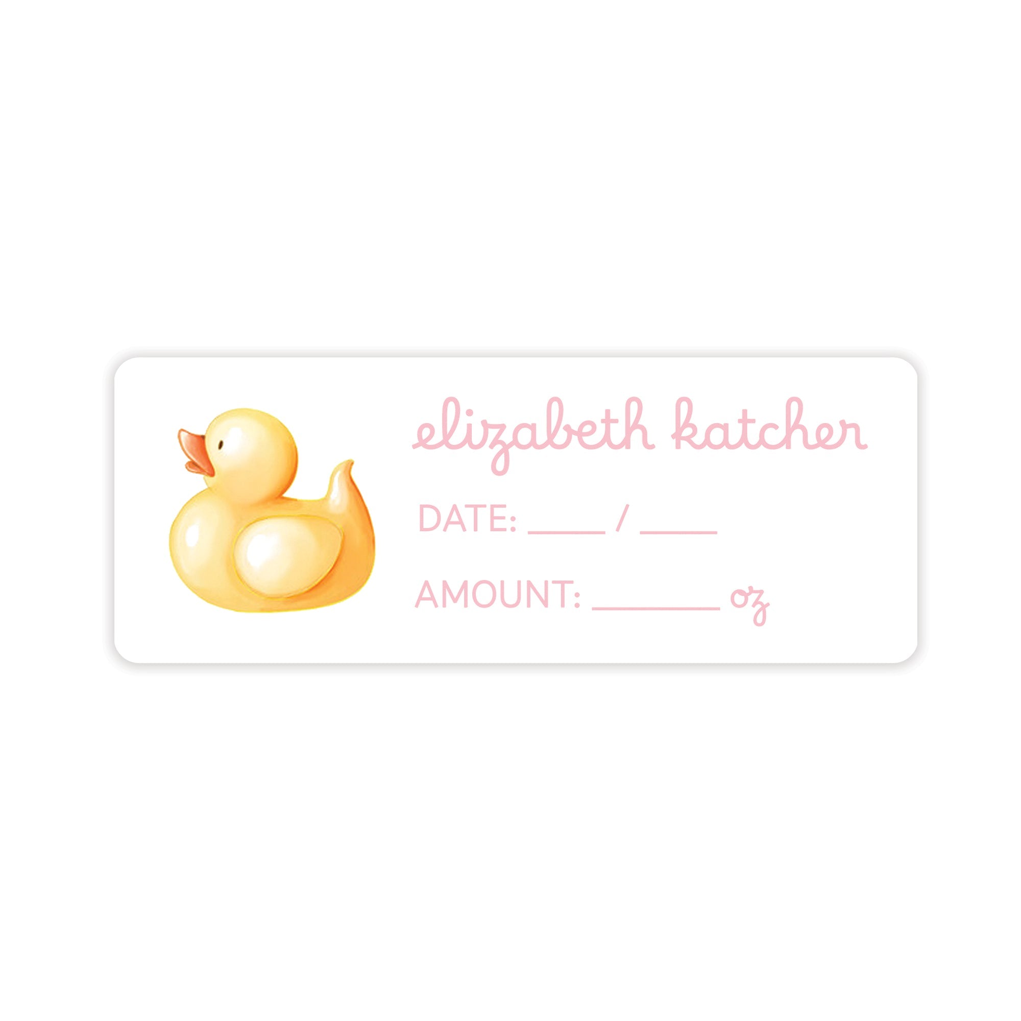 Rubber Ducky Pink Breast Milk Bag Labels