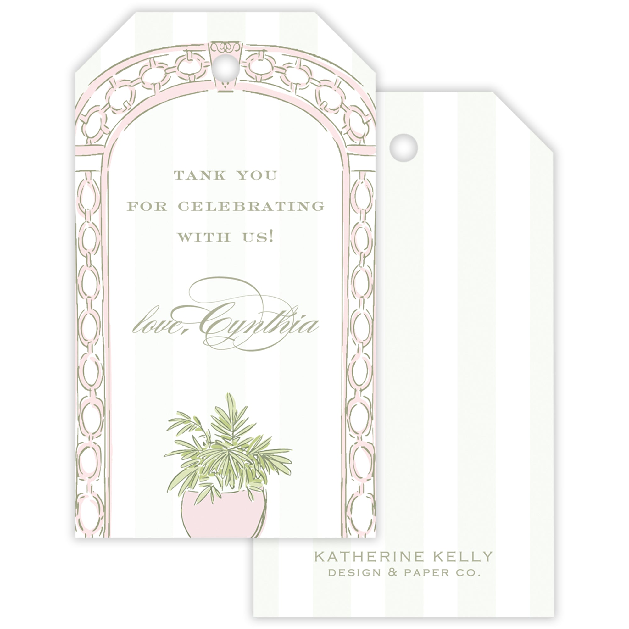 Pink Trellis Party Favor Tag