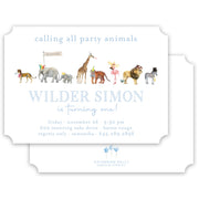 Blue Party Animal Birthday Invitation