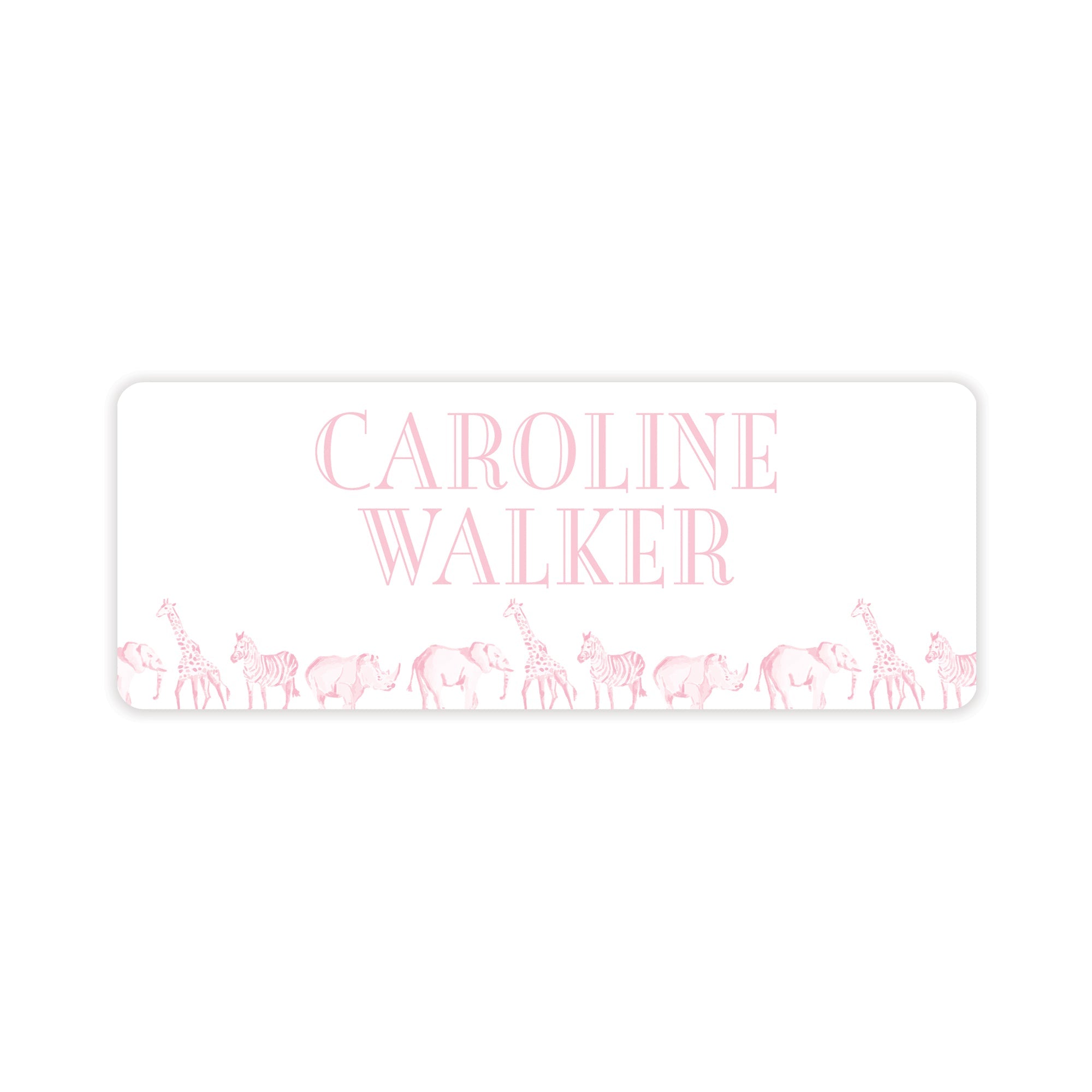 Pink Safari Vinyl School Labels