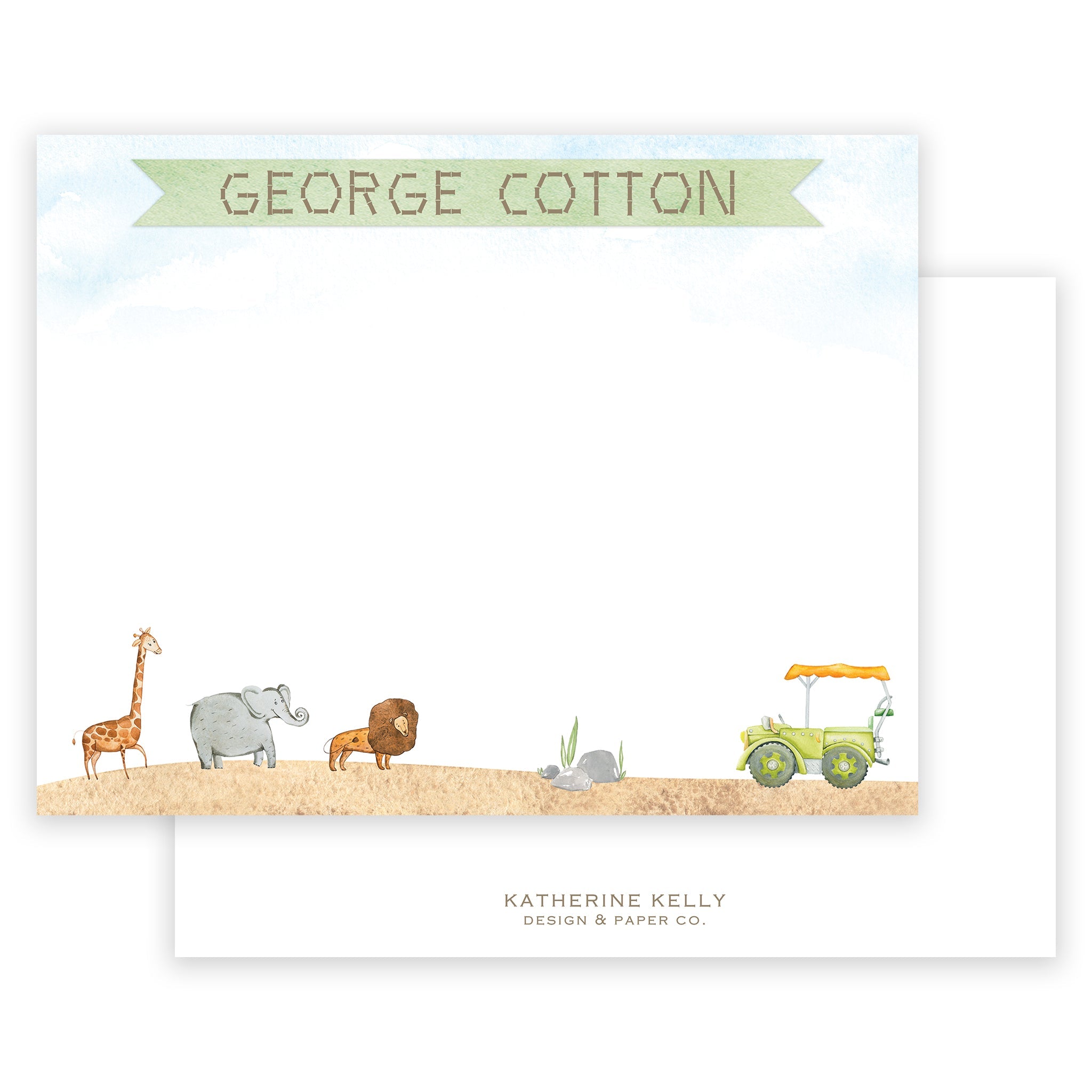 Safari Personalized Notecard