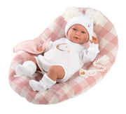 16.5" Articulated Newborn Doll Stella with Bed Cushion
