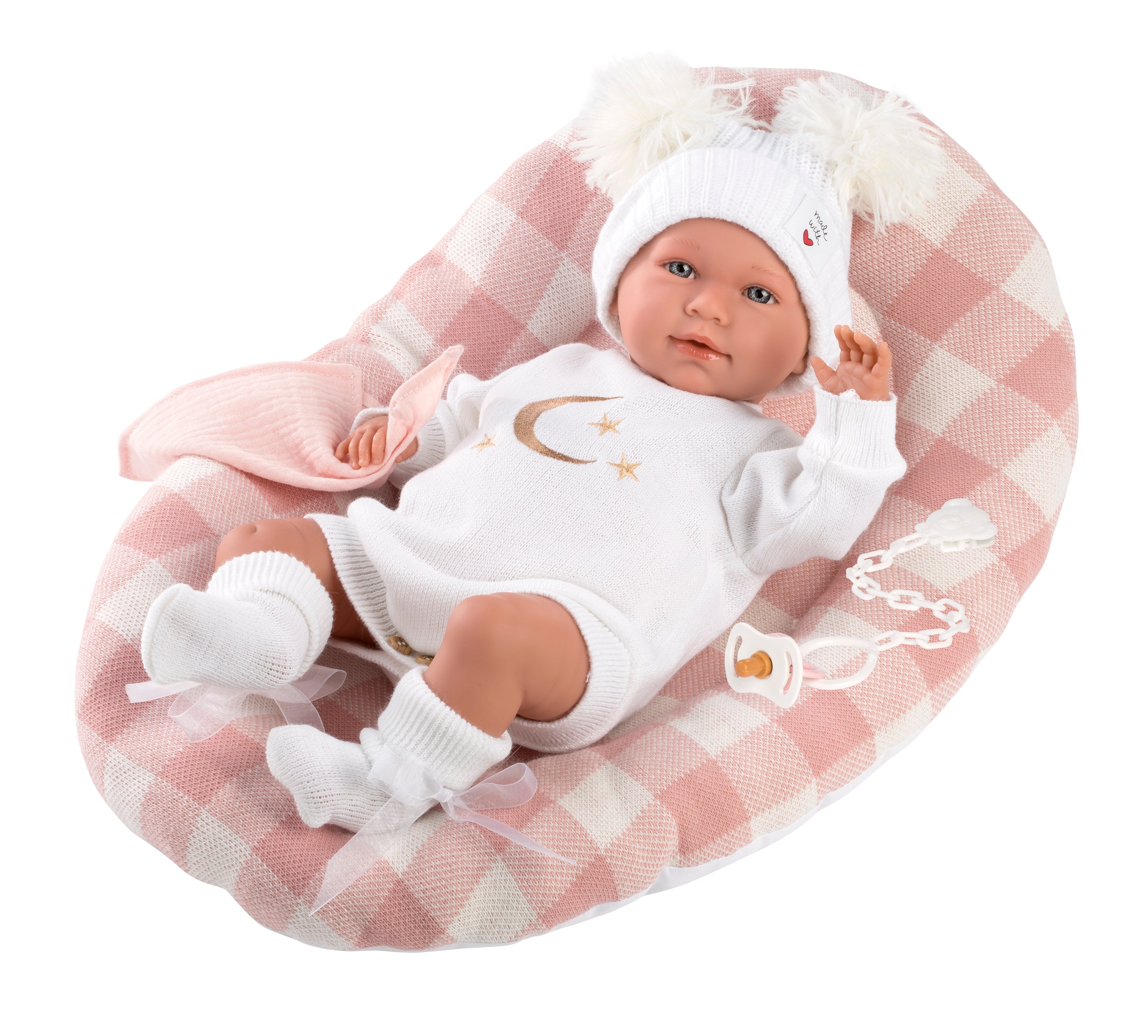 16.5" Articulated Newborn Doll Stella with Bed Cushion