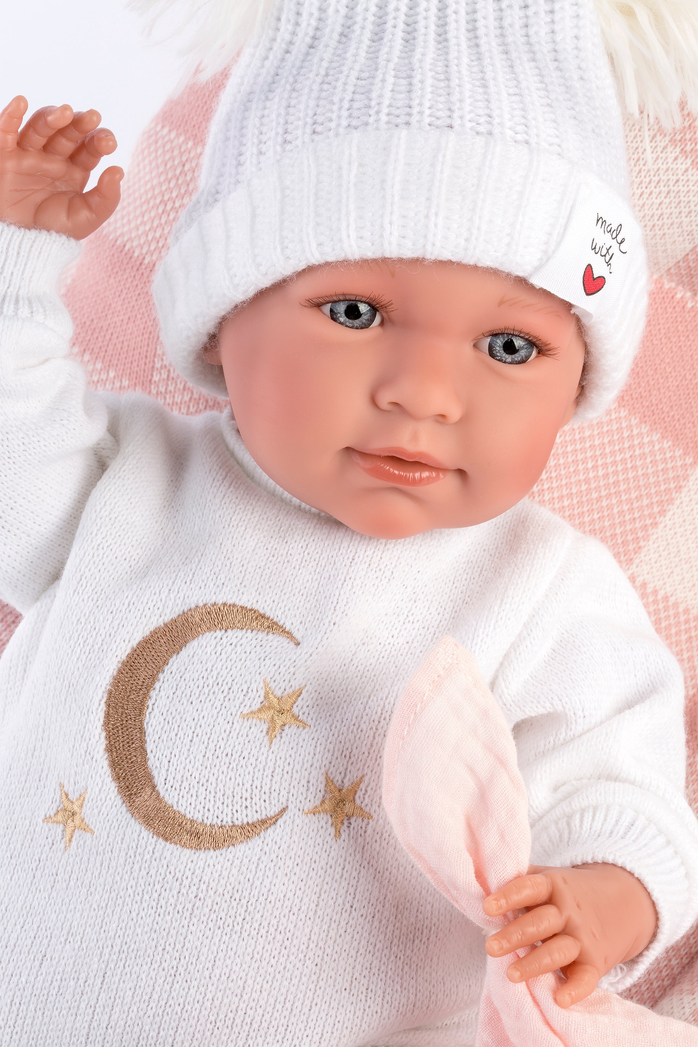 16.5" Articulated Newborn Doll Stella with Bed Cushion