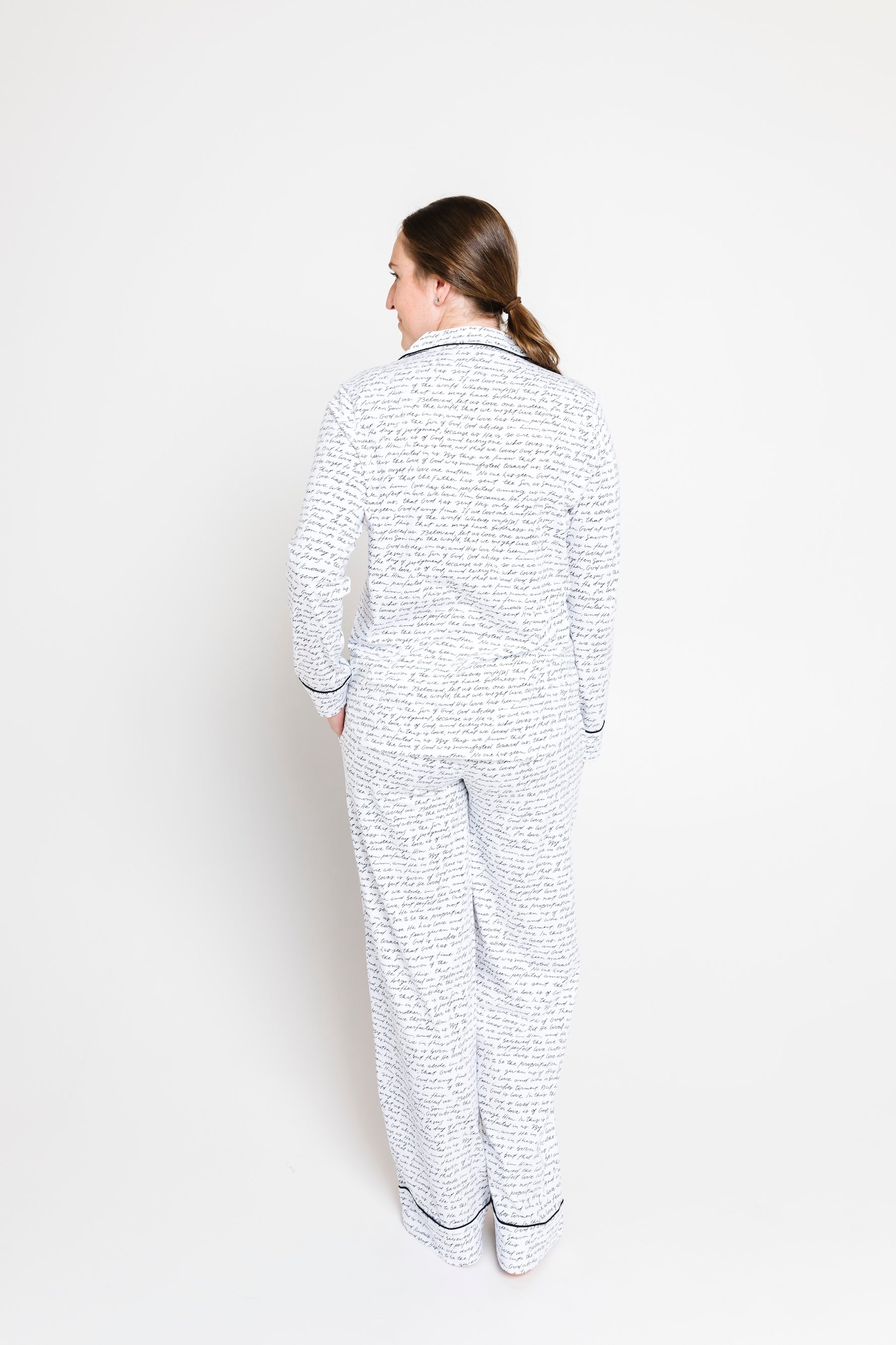 Love One Another Womens Pj Notch Collar Set Cotton