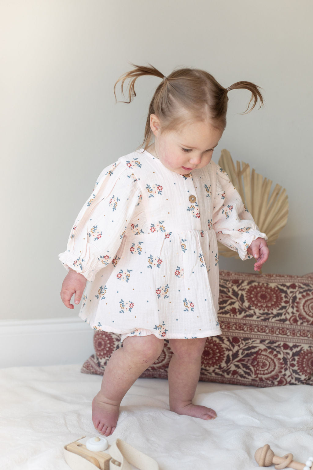 Organic Cotton Baby Girl Floral Dress With Bloomers