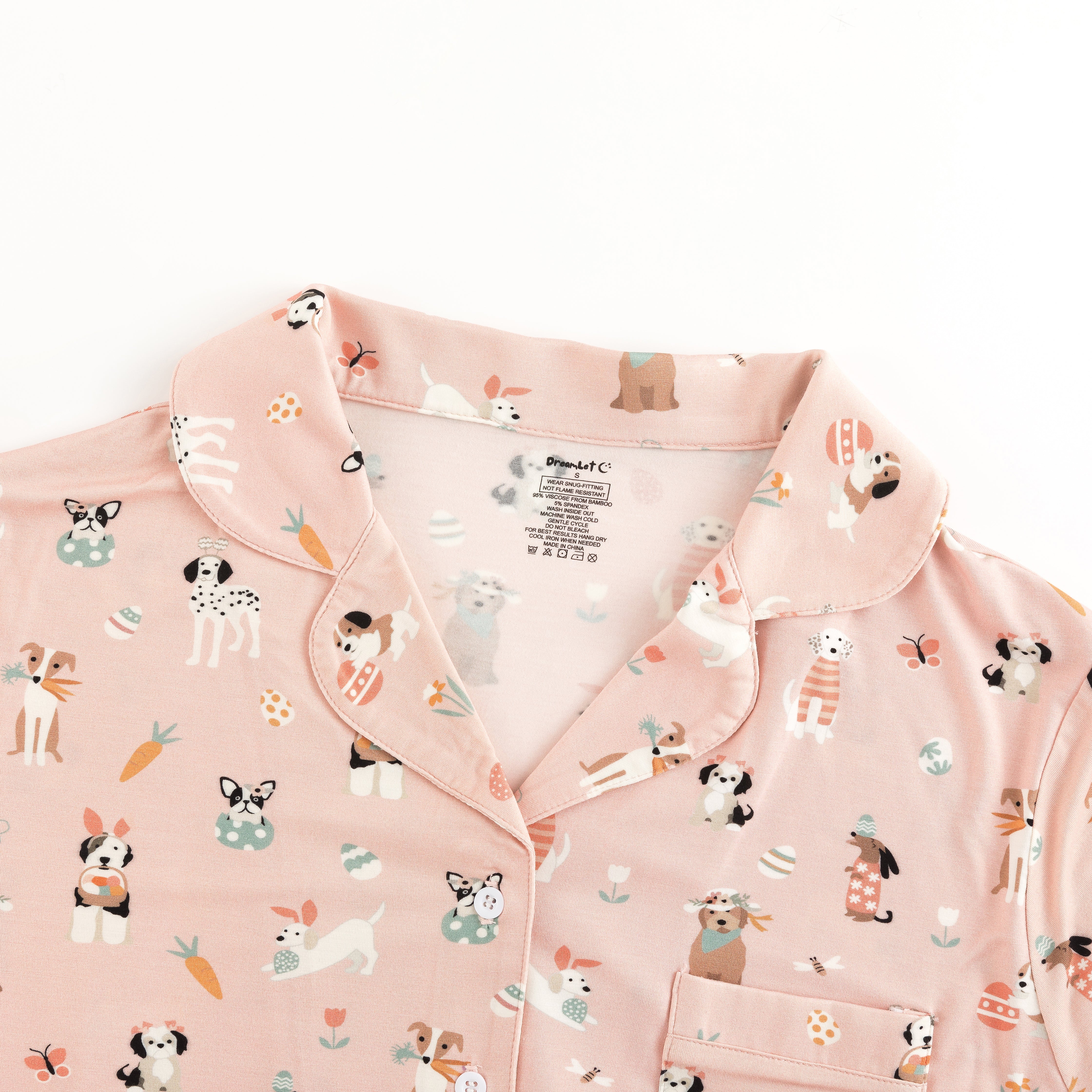Puppy Egg Hunt (women's Short Sleeve Pj) - Pink