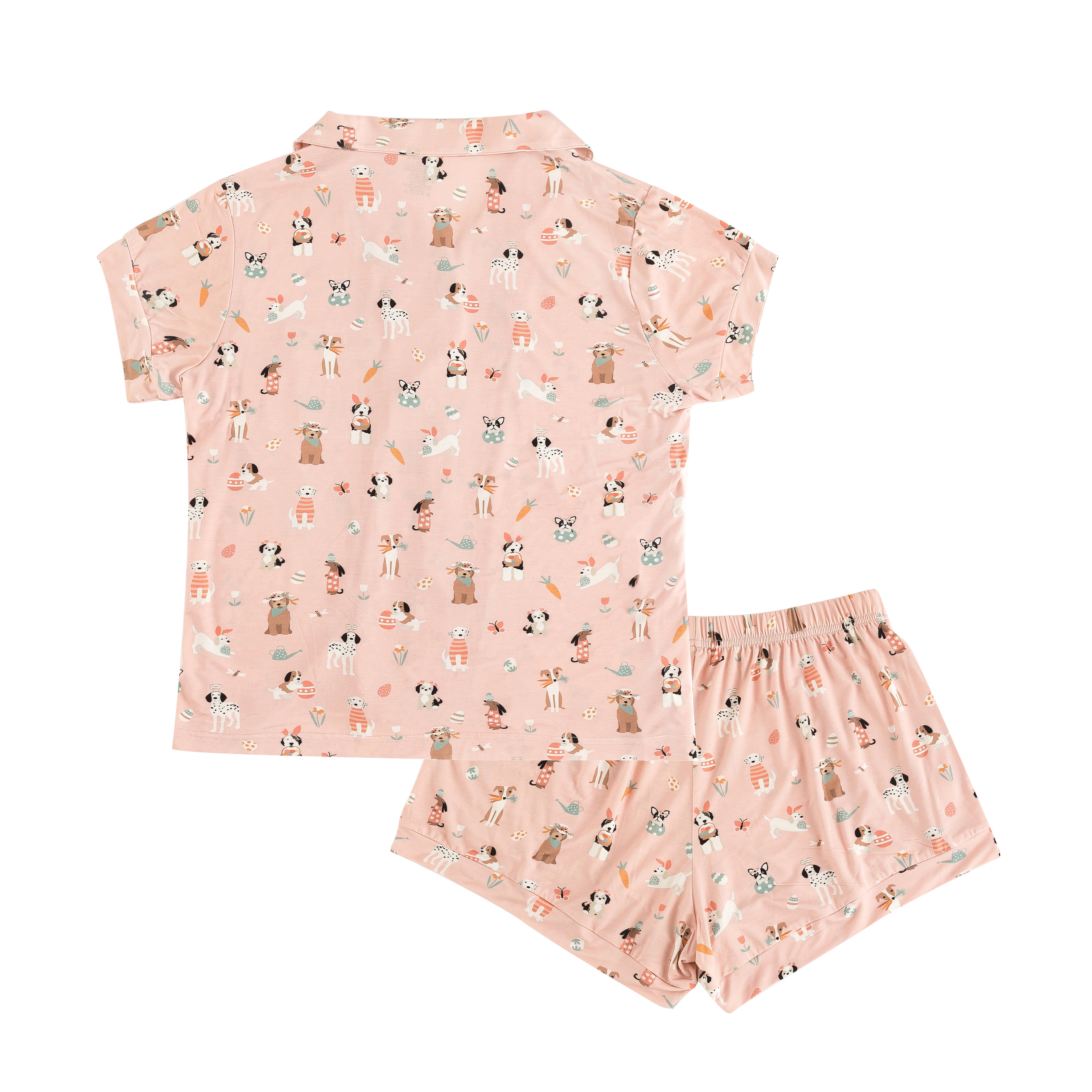 Puppy Egg Hunt (women's Short Sleeve Pj) - Pink