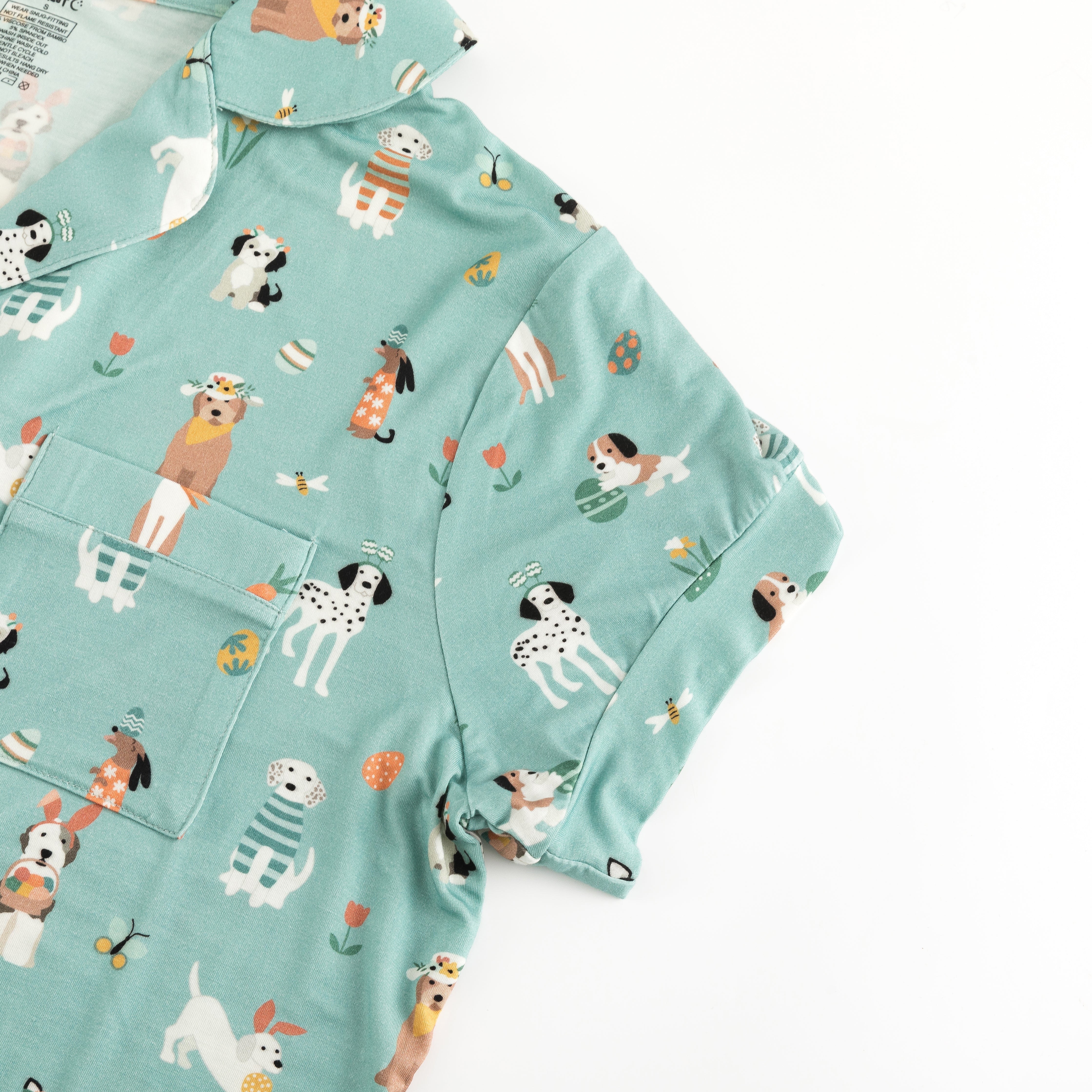 Puppy Egg Hunt (women's Short Sleeve Pj) - Aquamarine
