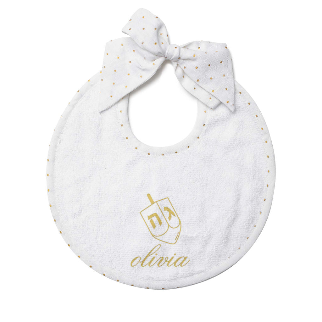 Hanukkah Newborn Bib Gold Dot