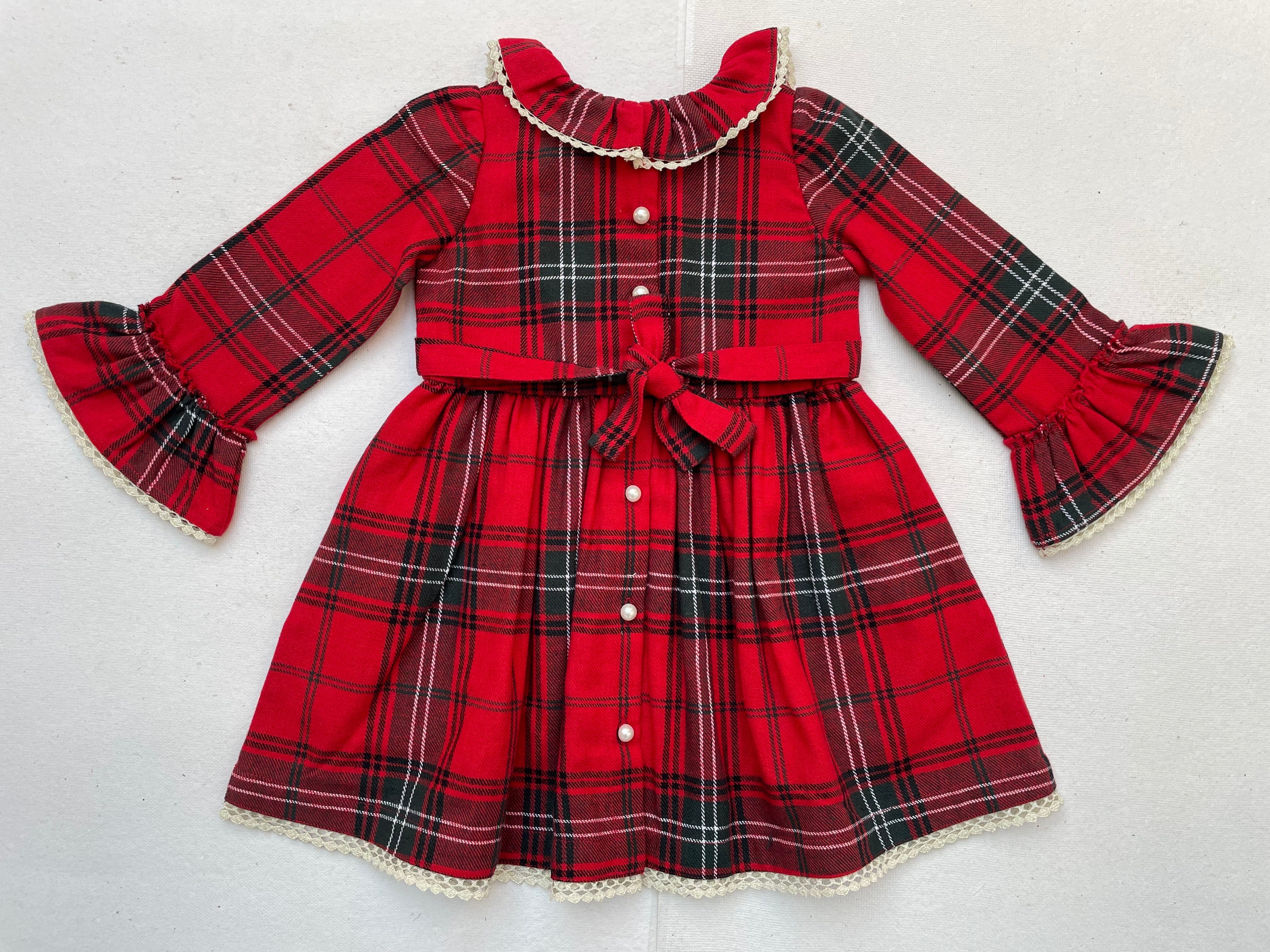 Red Plaid Girl's Christmas Dress