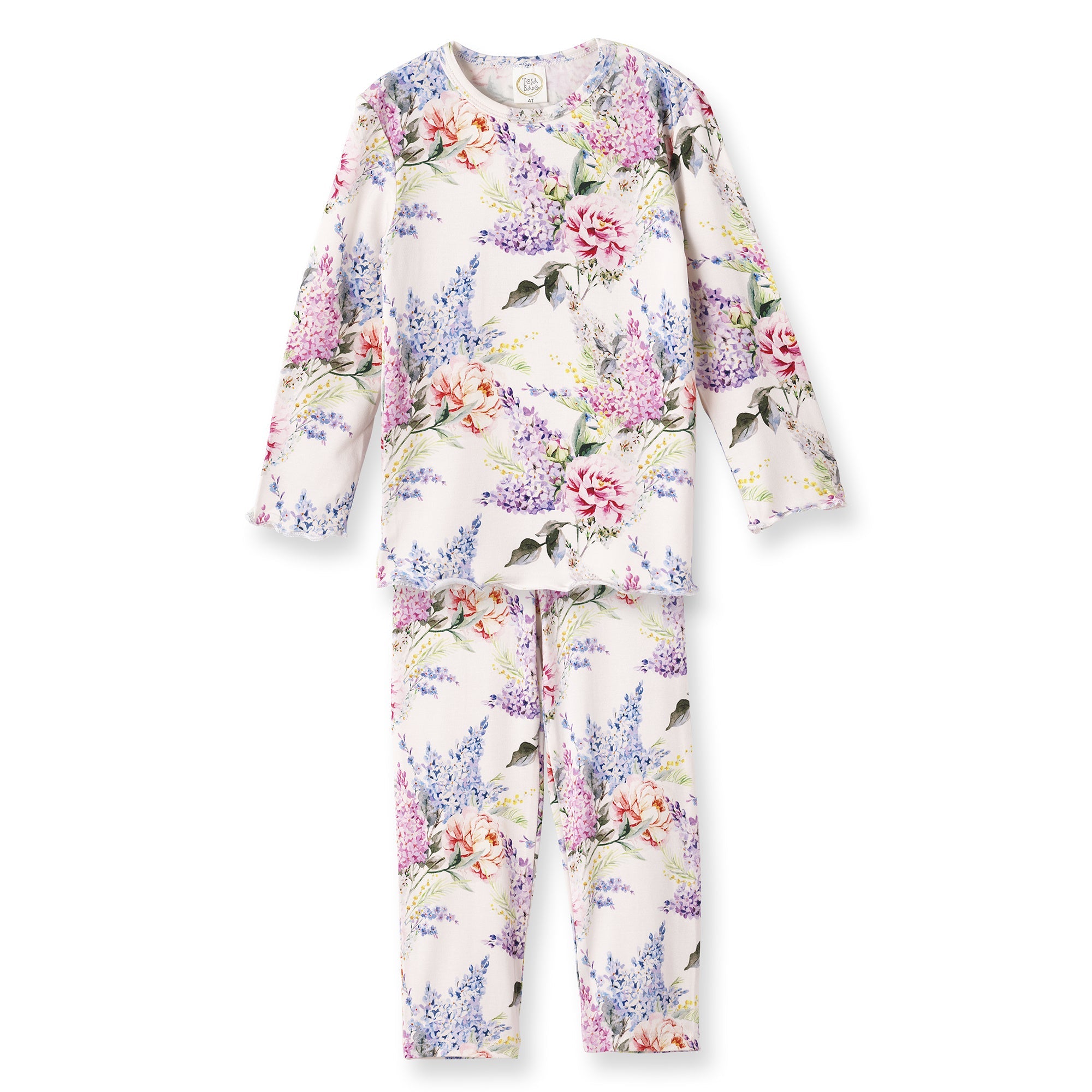 Watercolor Floral Bamboo Girls Pajama Set