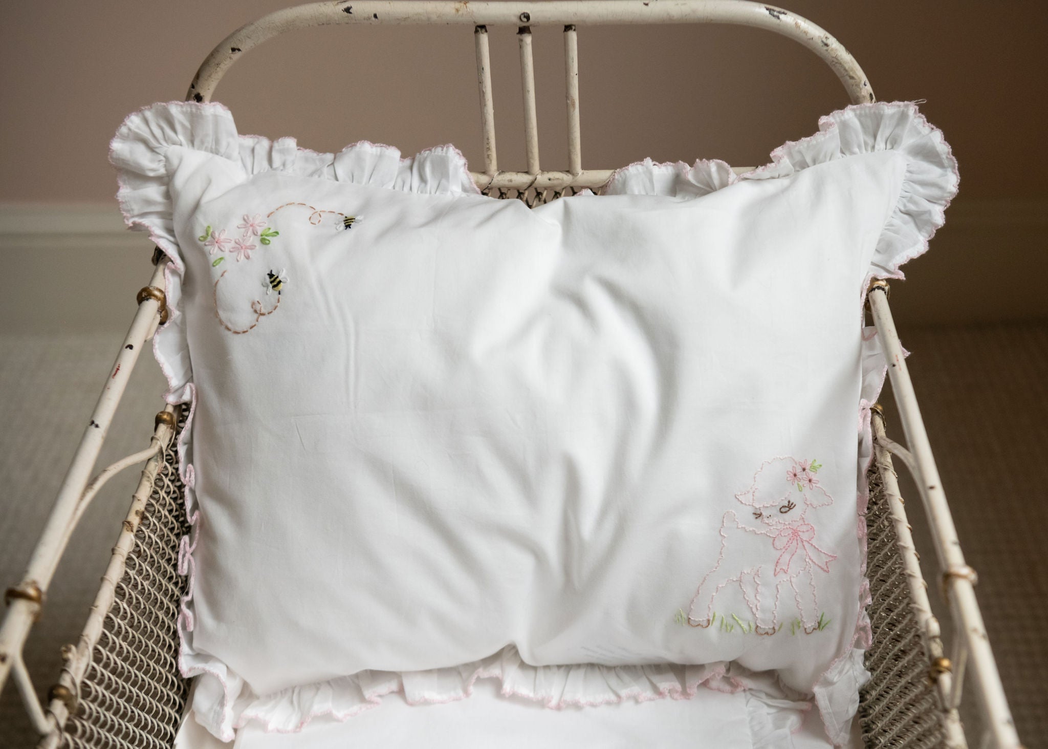 Baby Lamb & Bee Cotton Pillow Sham