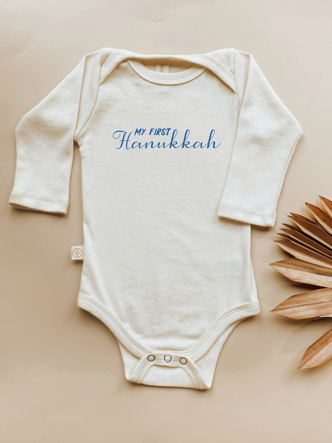 Baby My First Hanukkah Graphic Long Sleeve Organic Bodysuit