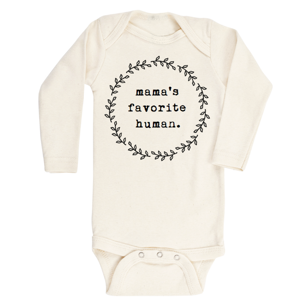 Mama's Favorite Human - Long Sleeve Organic Baby Bodysuit