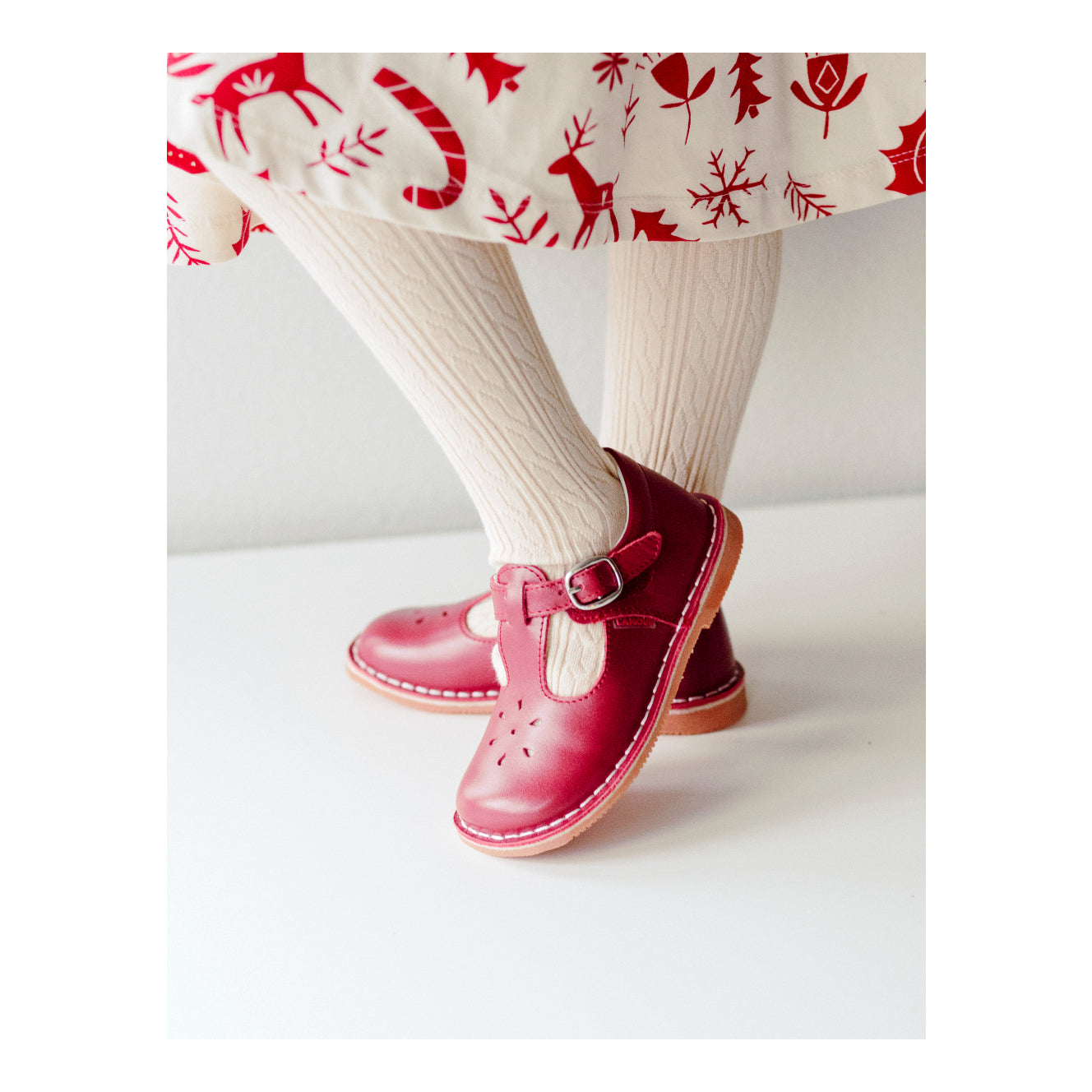 Joy Classic Red Leather T-strap Mary Jane