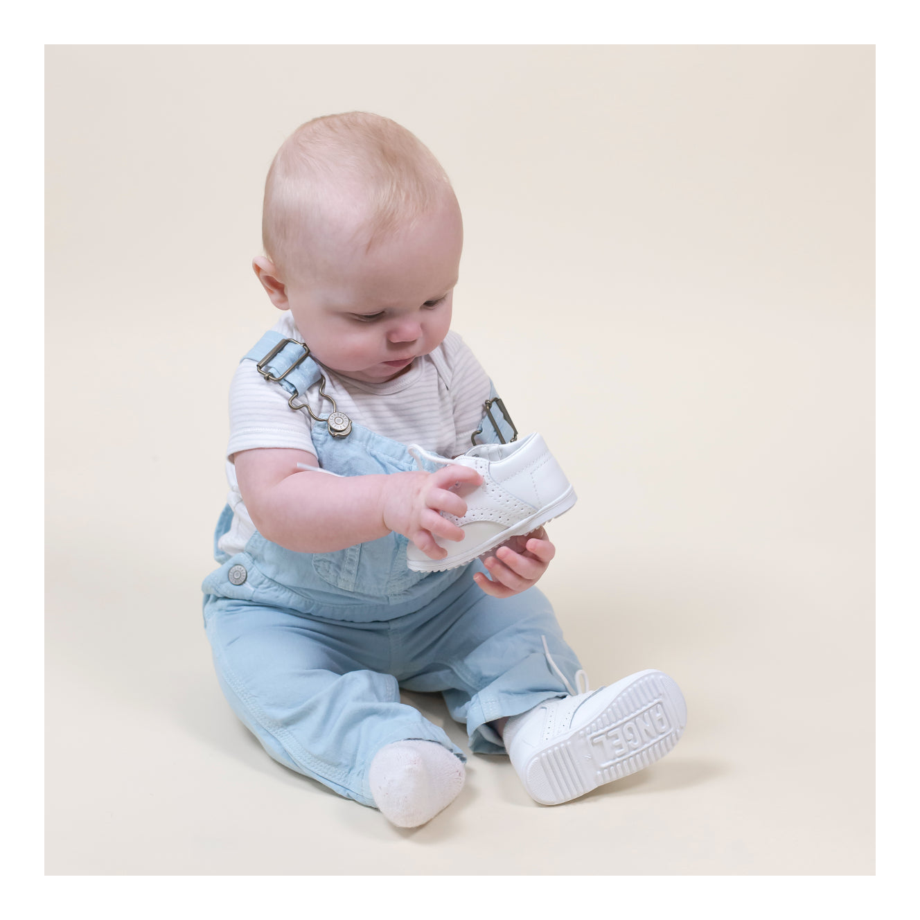 James Boy's White Leather Lace Up Shoe (baby)