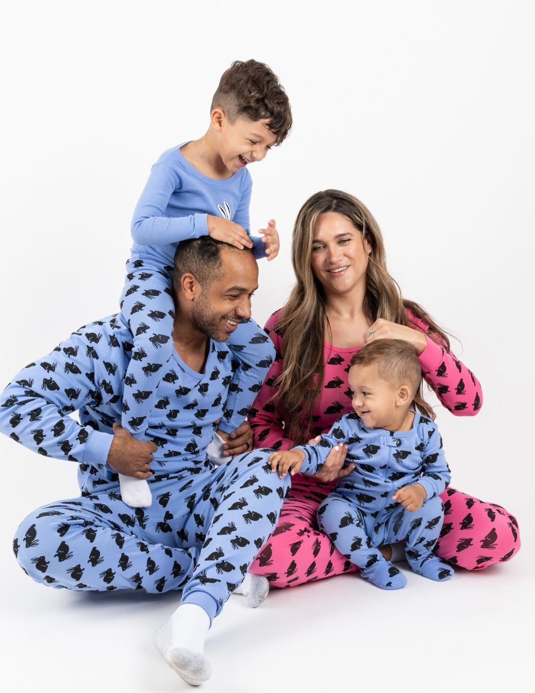 Mens Blue Cotton Bunny Pajamas