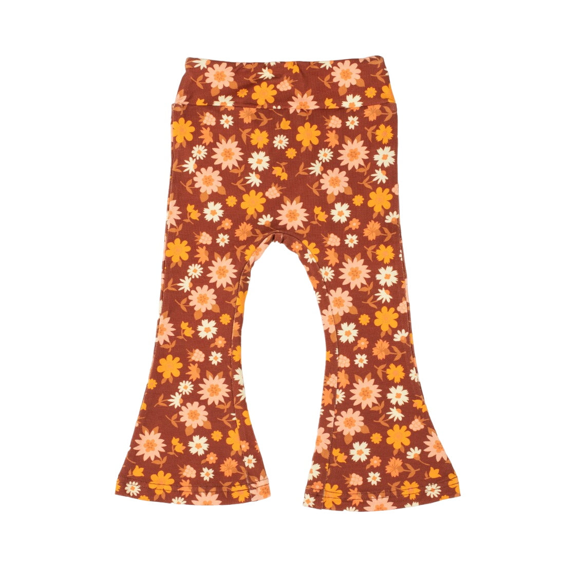 Folk Floral Jersey Bell Bottoms Flare Leggings For Babies, Toddlers And Girls