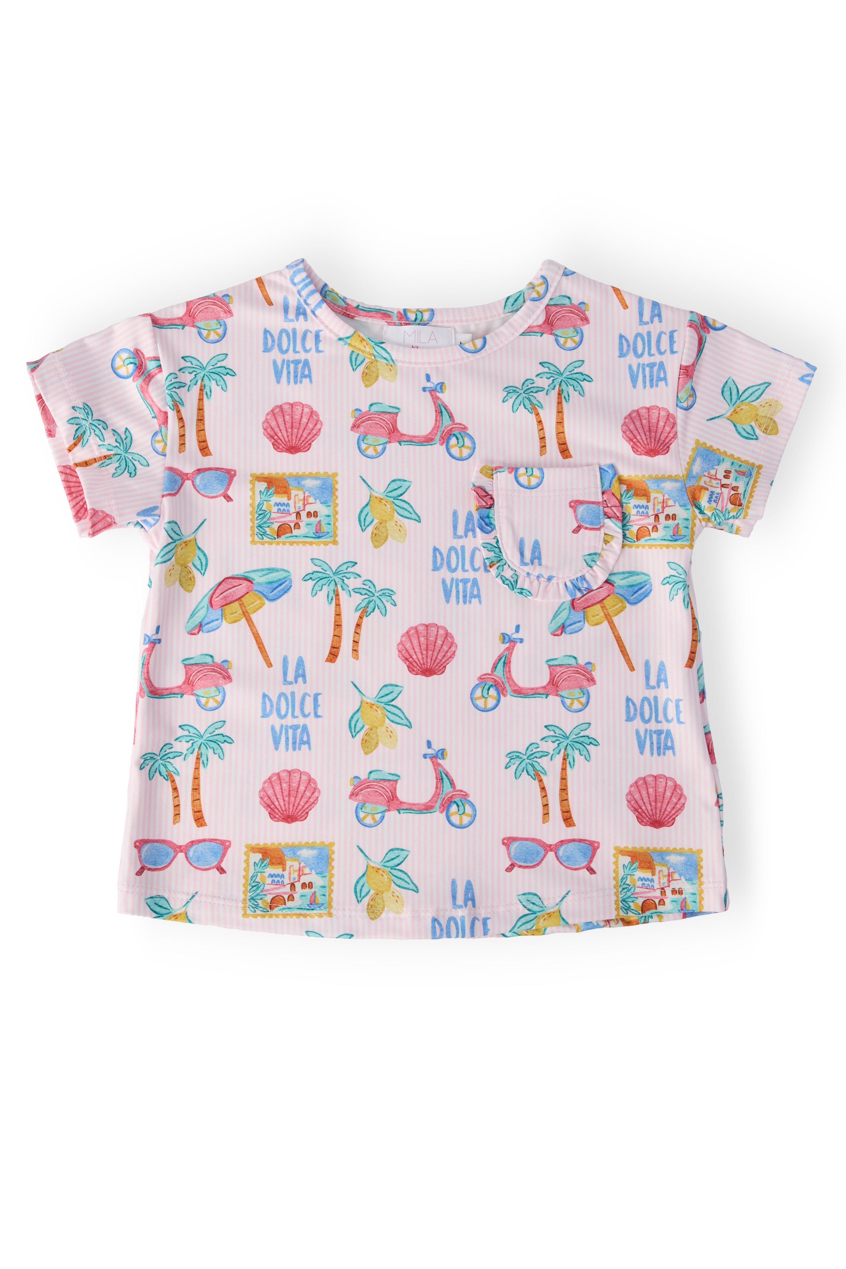 La Dolce Vita Ruffle Pocket Tee