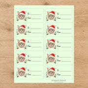 Laperm Santa Paws Gift Tag Sticker Sheet