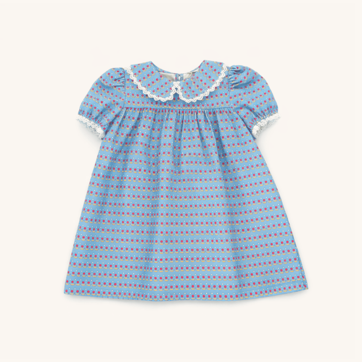 Lace Trim Dress In Apples & Bananas