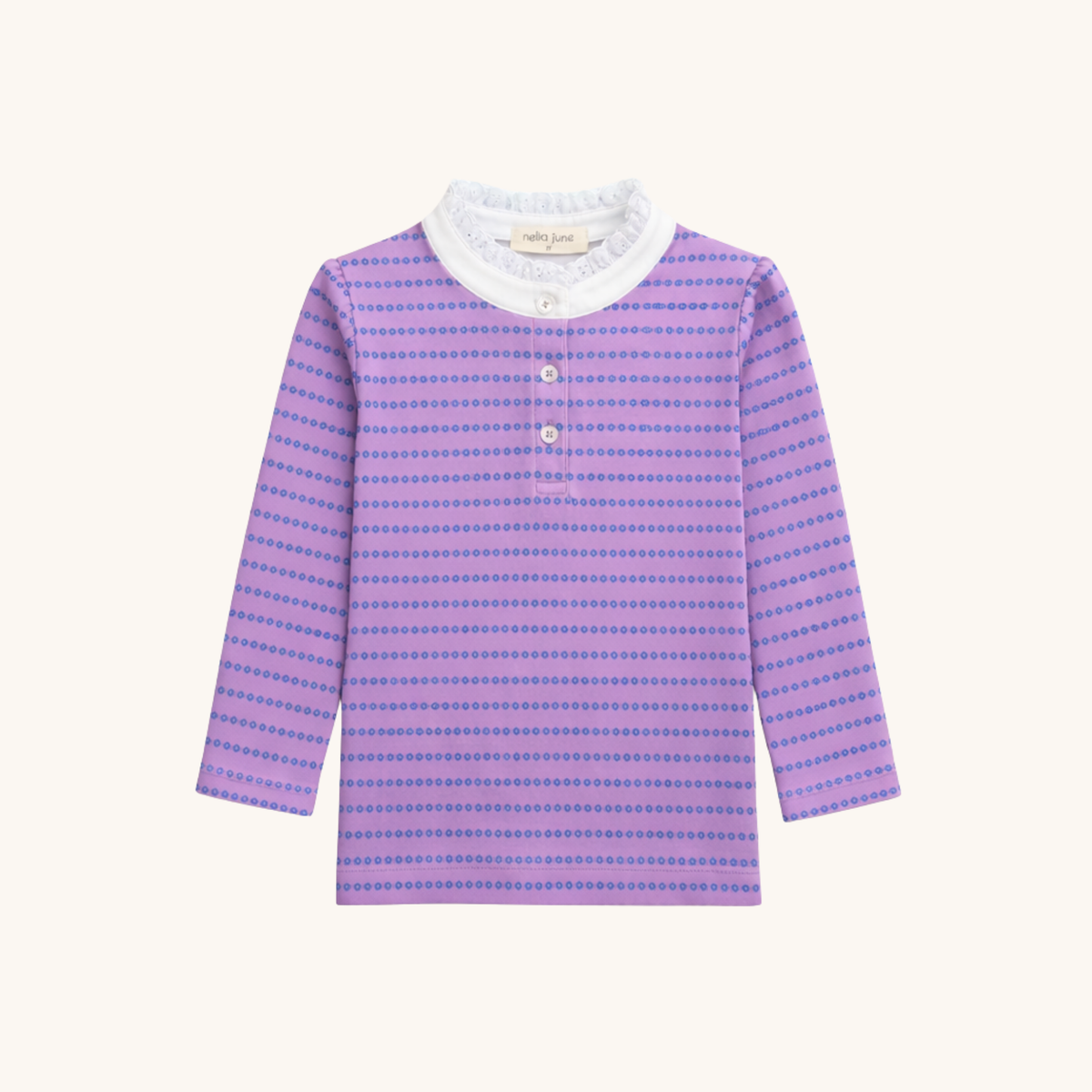 Lace Trim Long Sleeve Tee In Purple Floral Stripe
