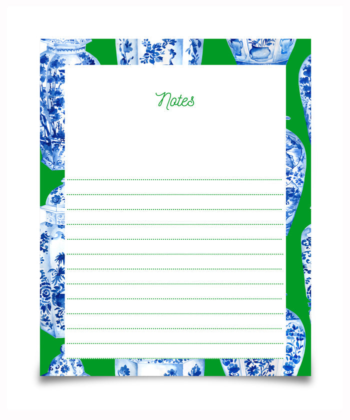 Large Green Ginger Jar Notepad | Notepad By Josil Paperie