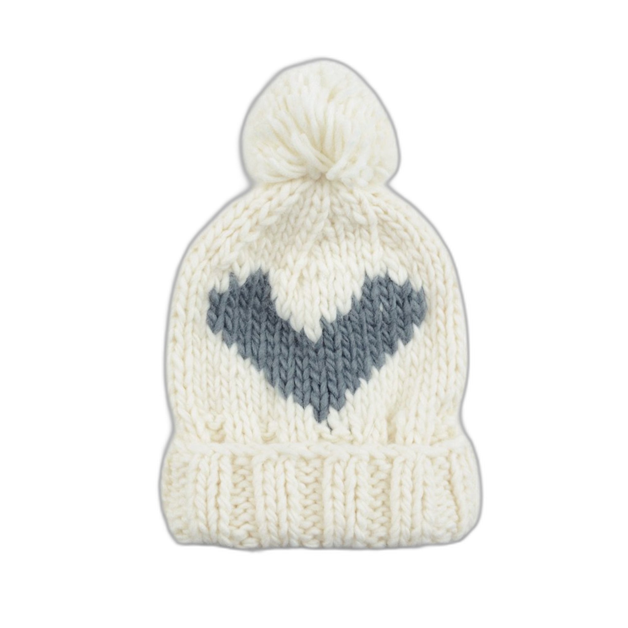 Heart Knit Hat, Gray