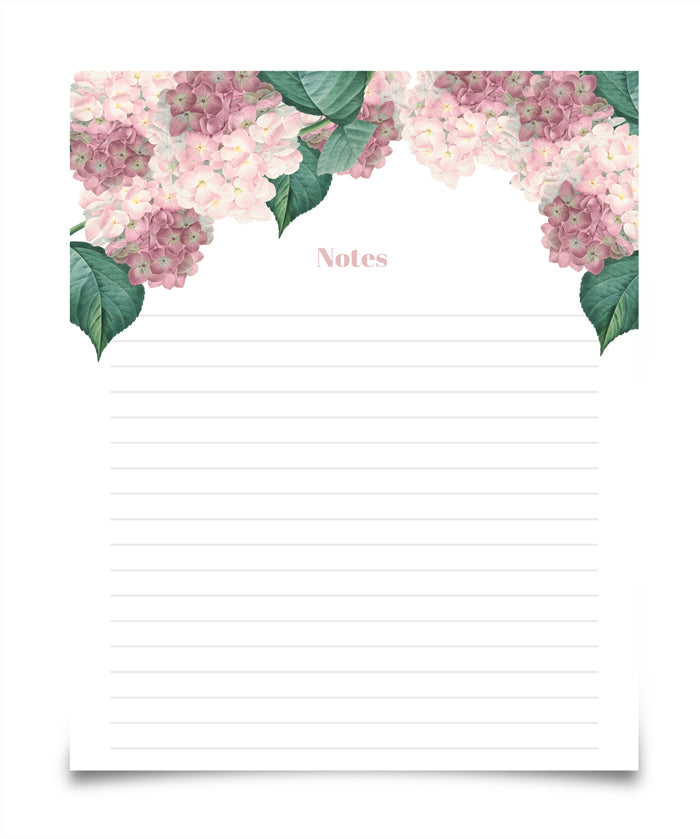 Large Pink Hydrangea Notepad | Notepad By Josil Paperie