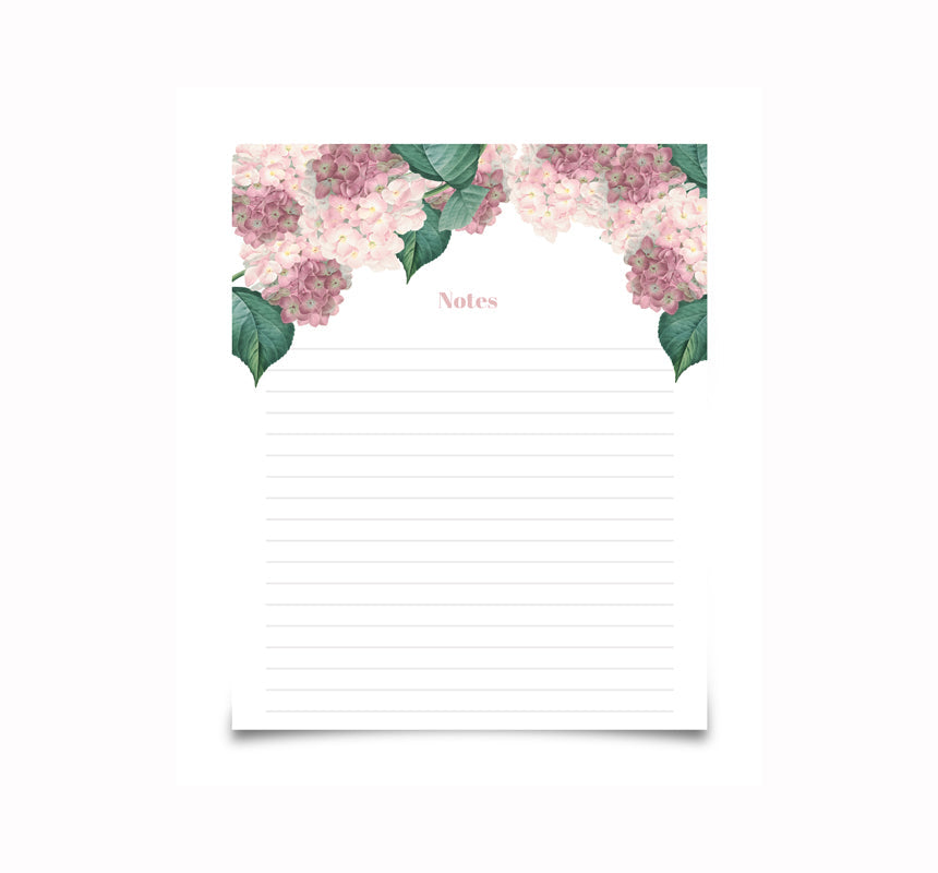 Large Pink Hydrangea Notepad | Notepad By Josil Paperie