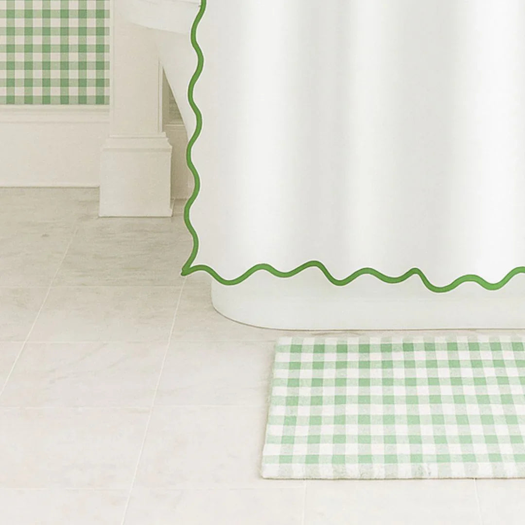 Laura Park Scalloped Shower Curtain - Green/white