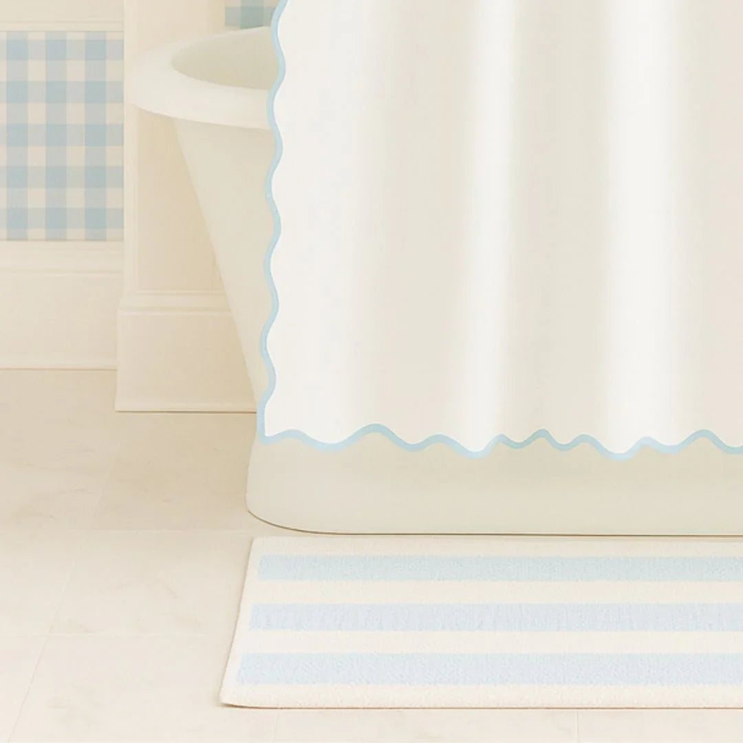 Laura Park Scalloped Shower Curtain - Green/white