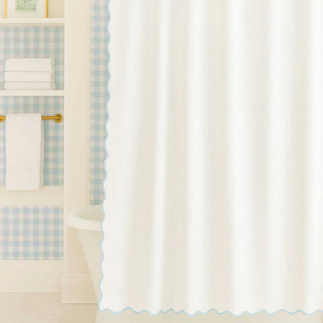 Laura Park Scalloped Shower Curtain - Green/white