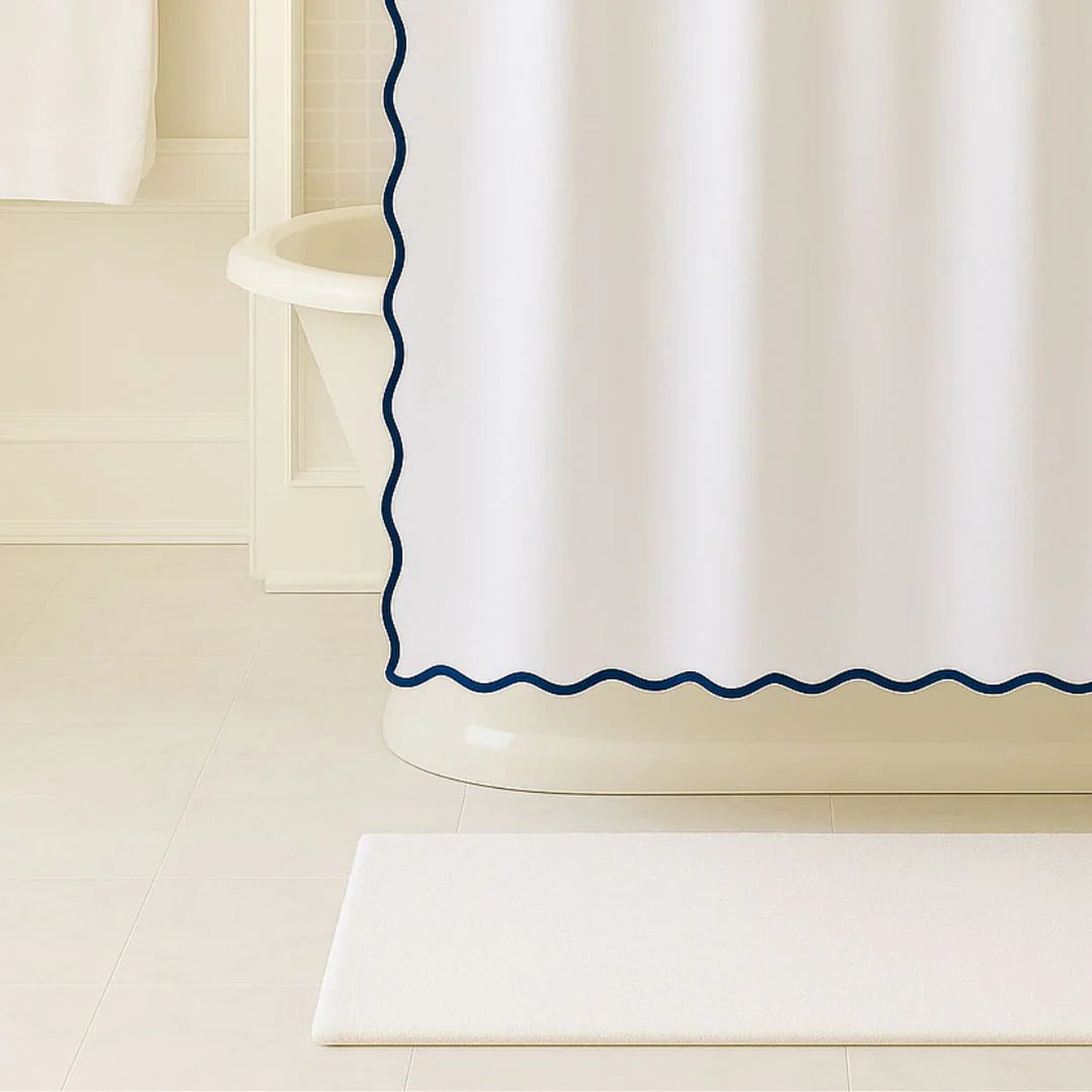Laura Park Scalloped Shower Curtain - Green/white