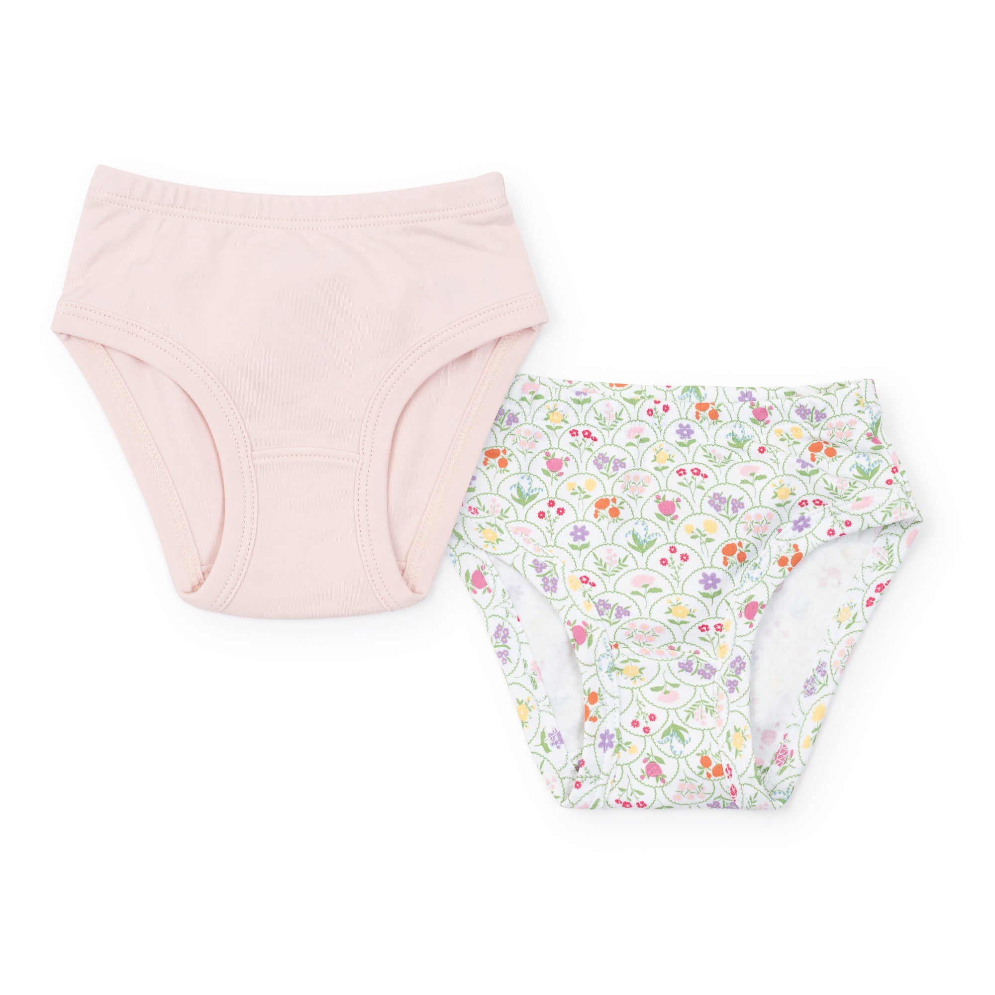 Lauren Girls' Pima Cotton Underwear Set - Garden Floral/light Pink