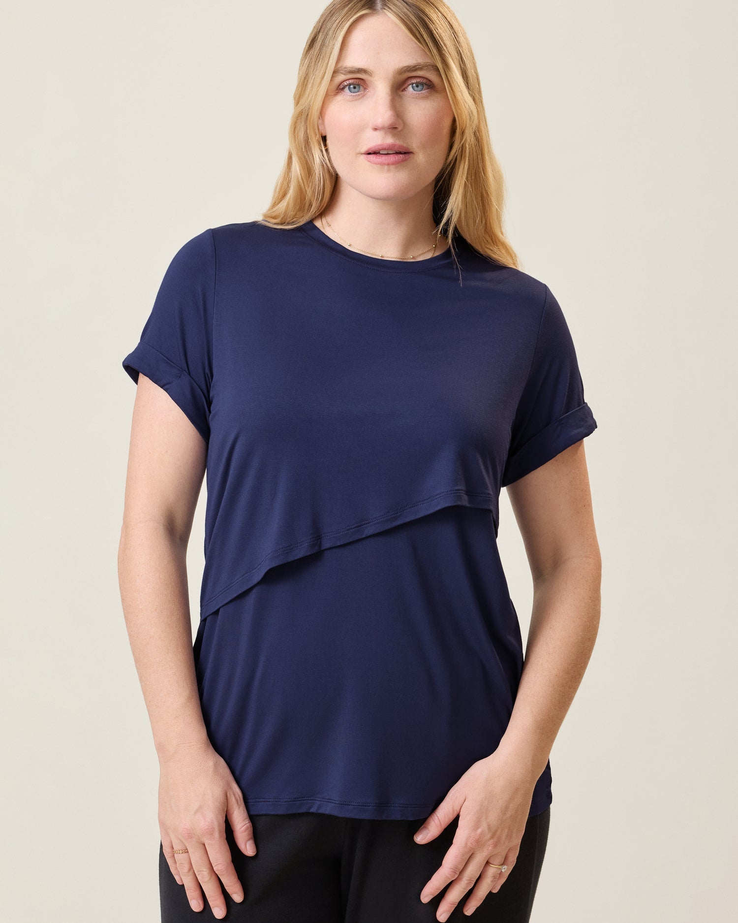 Everyday Asymmetrical Nursing T-shirt | Navy