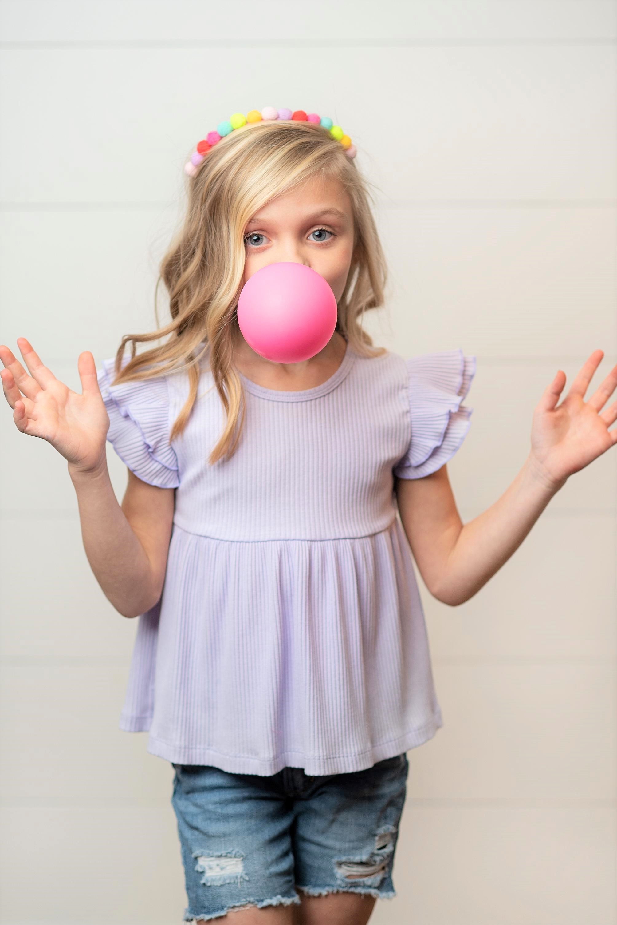Ella Lavender Ribbed Flutter Shirt