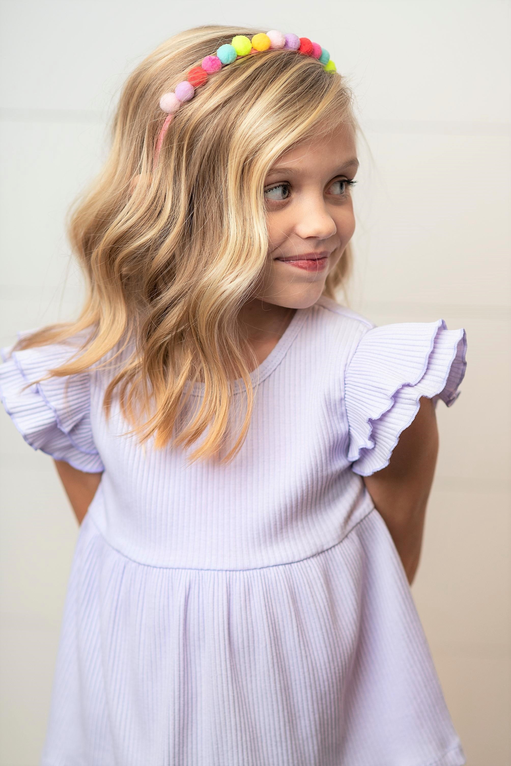 Ella Lavender Ribbed Flutter Shirt
