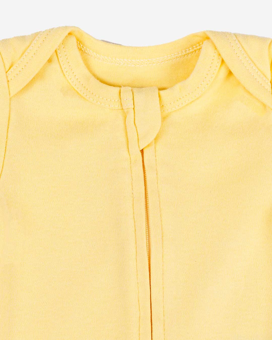 Short Sleeve Zipper Bodysuit In Lemon, 0-3m