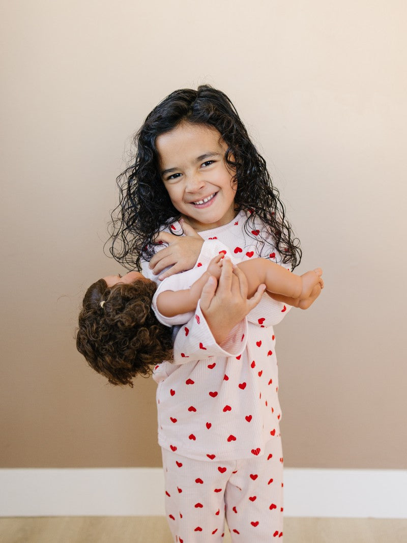Leni & Romi | Kids Ribbed Cotton Set - Valentine Rose Hearts