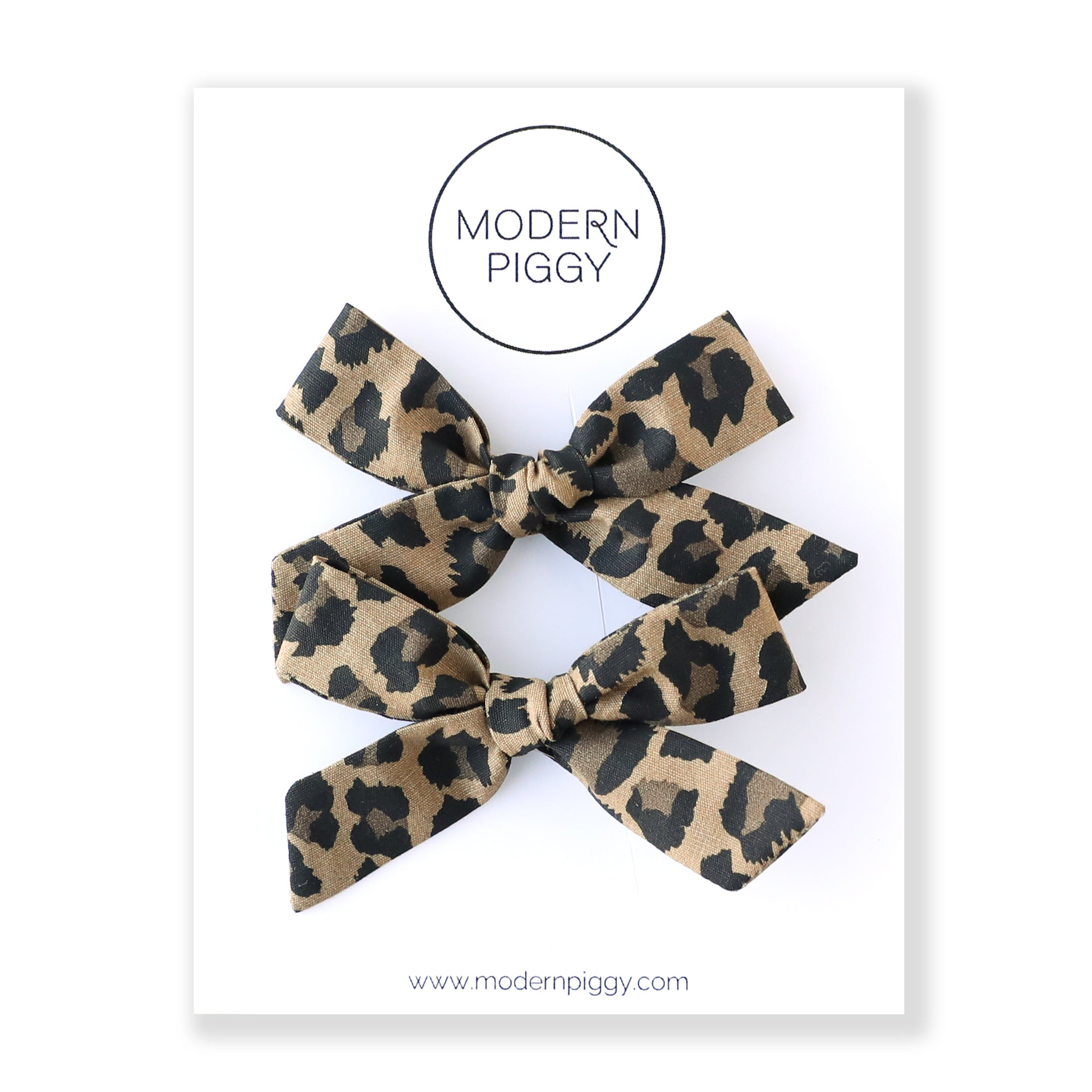 Leopard | Pigtail Set - Hand-tied Bow