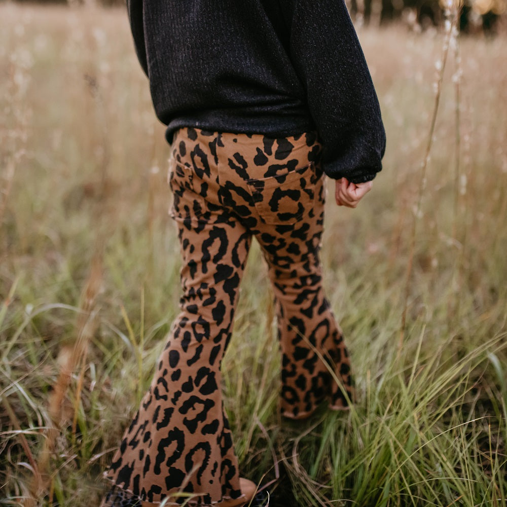 Leopard Denim Flare Jean Pant