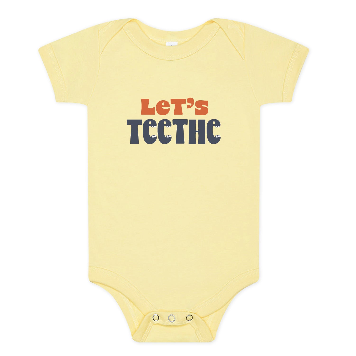 100% Airlume Combed, Ring-spun Cotton Onesie  - Let's Teethe (size 6-12 Mo)