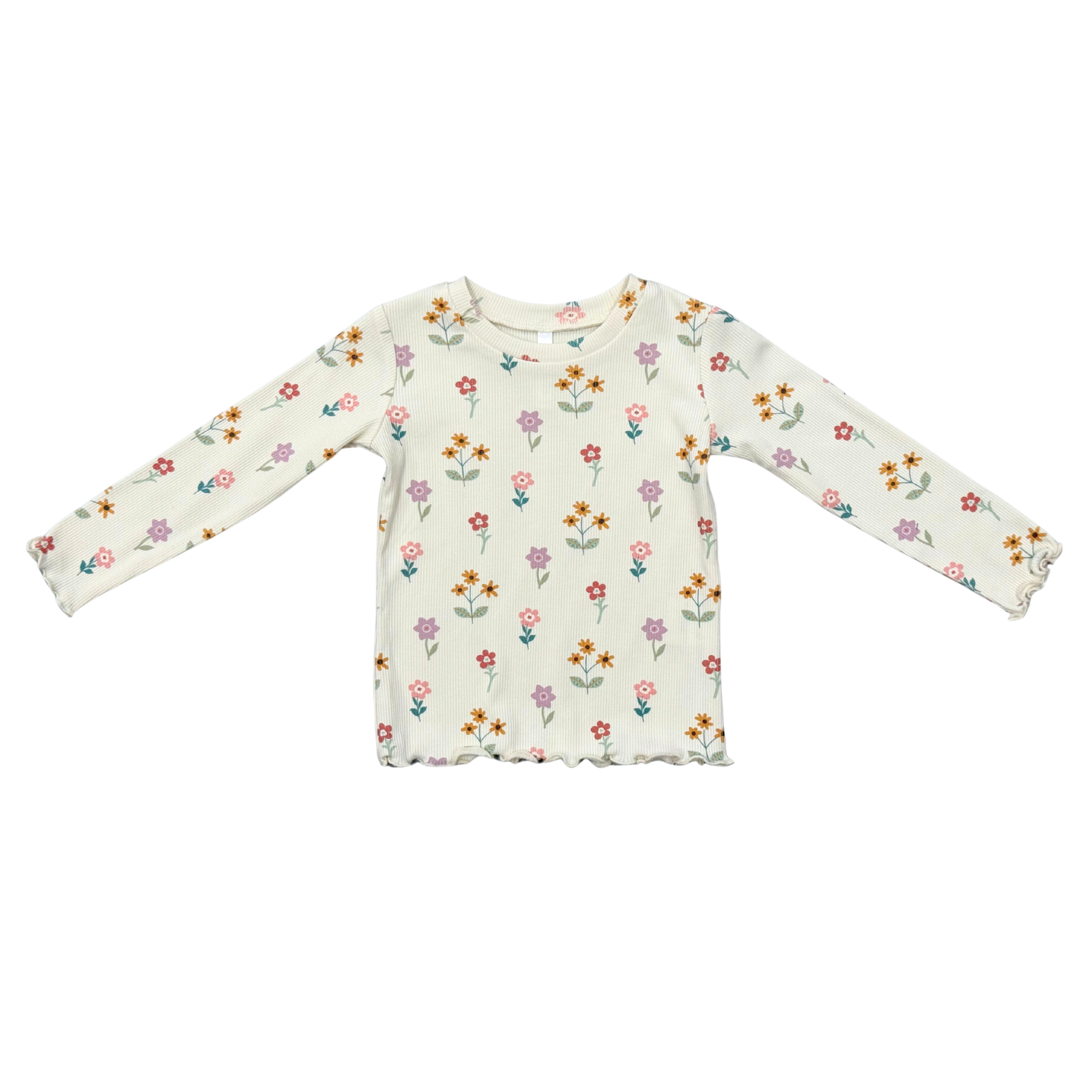 Girls Lettuce Hem Tee In Meadow Bloom