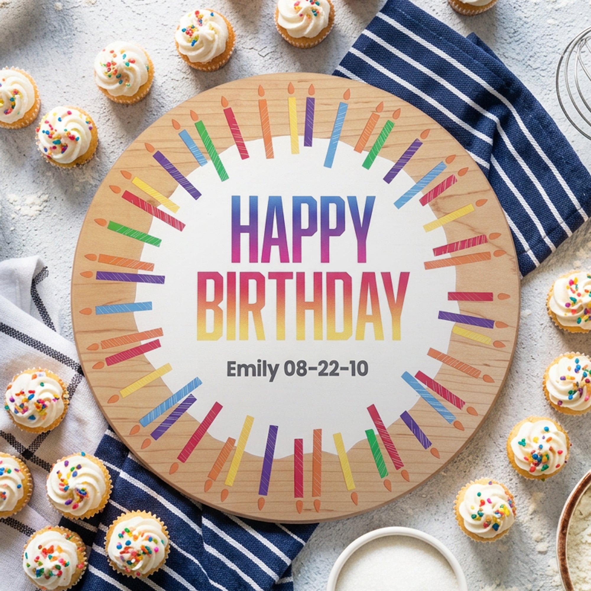 Happy Birthday Solid Maple Wood Serving Board Platter - 11"x11" | Made In The Usa 🇺🇸