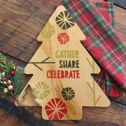 Printed Christmas Tree Solid Maple Wood Serving Board Platter - 11" X 13.5" | Made In The Usa 🇺🇸