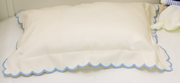 Embroidered Scallop Pillowcase - Light Blue
