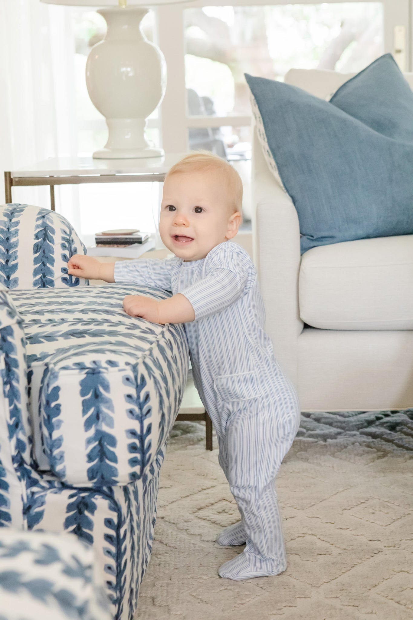 Preston Boys' Romper - Stripes In Blue