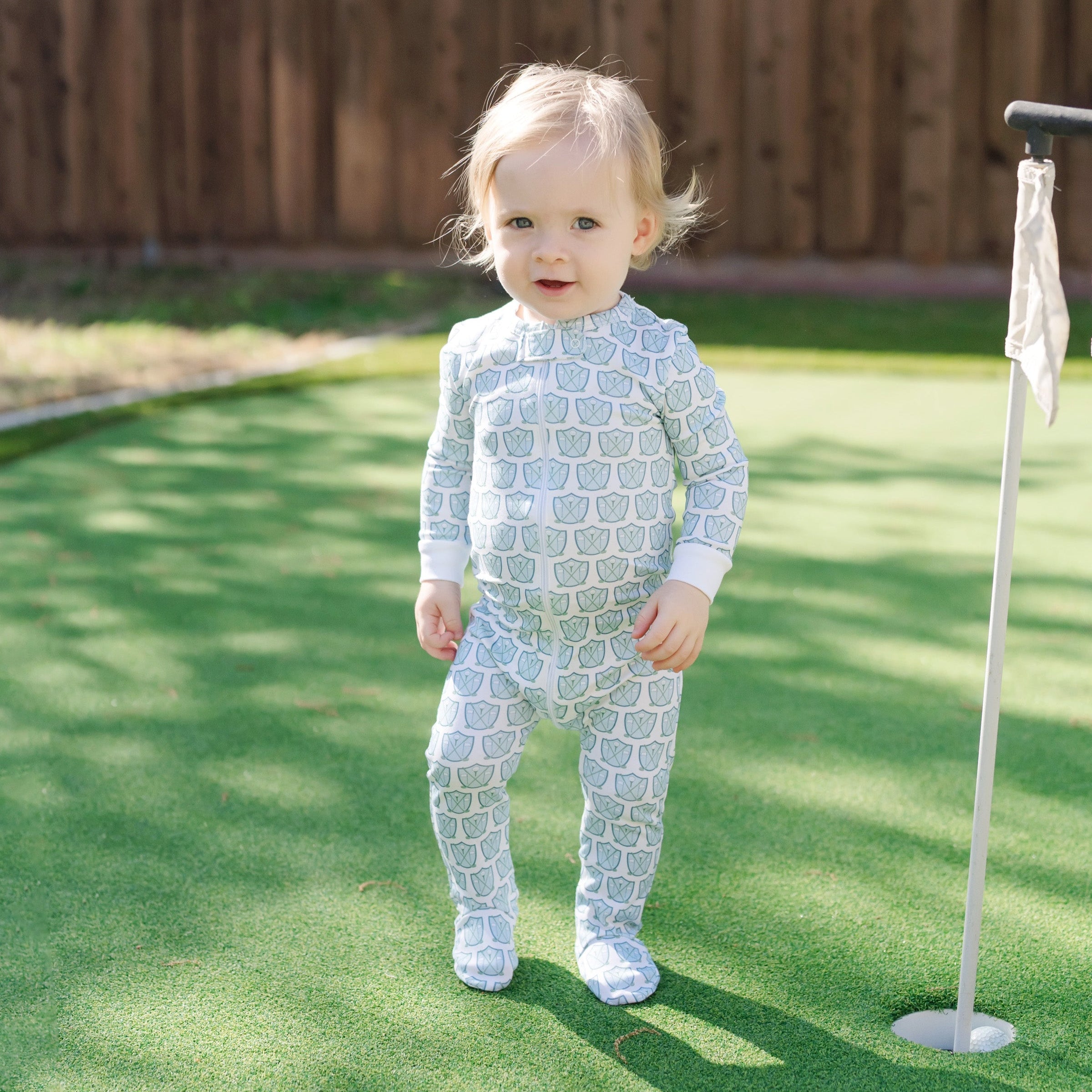Parker Boys' Zipper Pajama Golf Crest Blue